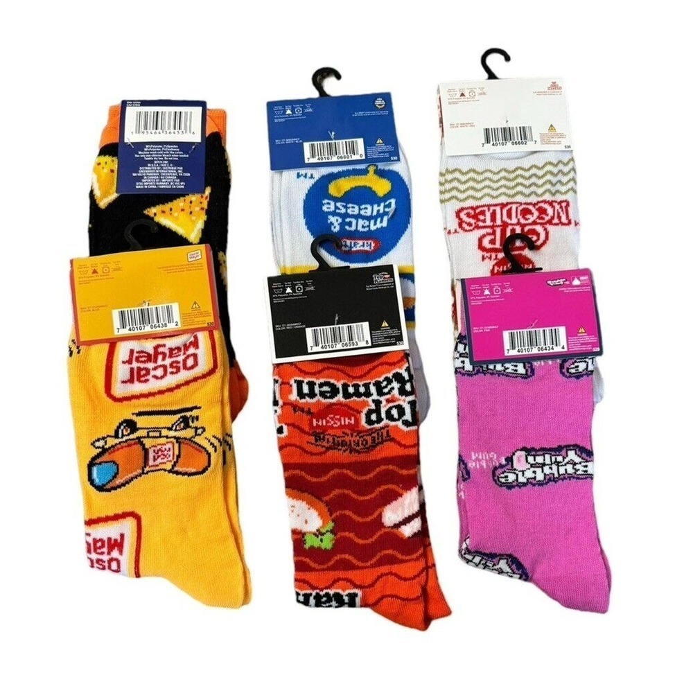 Odd Sox Novelty Crazy Socks Noodles Hot Dogs Pizza Mac Cheese Mens Sz 6-12 Crew - Picture 4 of 4